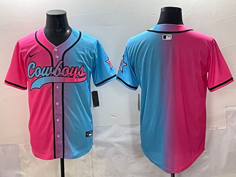 Men 2025 Dallas Cowboys Blank Blue pink Nike Limited NFL Jersey style 001